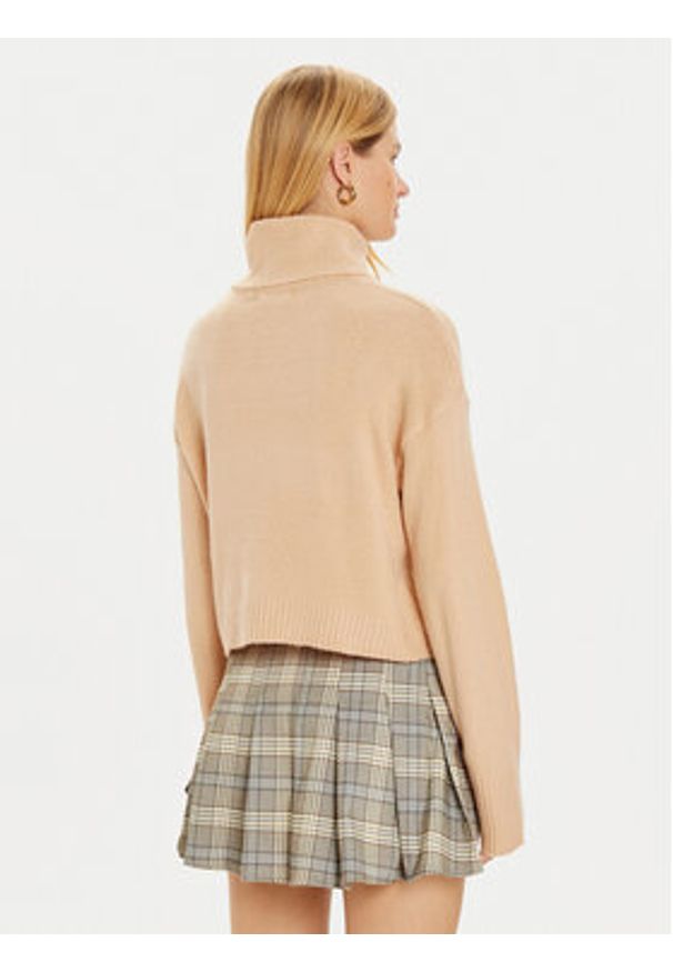 Brave Soul Golf LK-230PEBBLEB Beżowy Regular Fit. Typ kołnierza: golf. Kolor: beżowy. Materiał: syntetyk