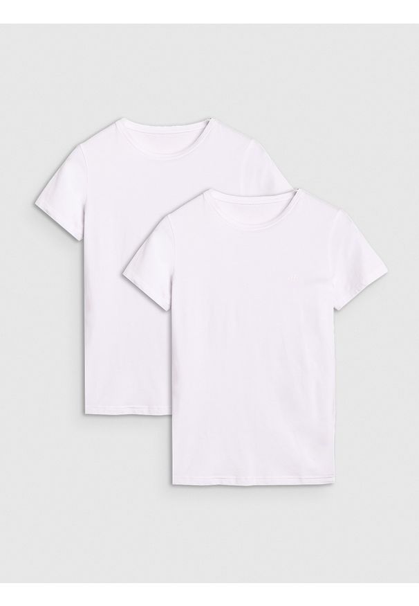 4f - T-shirt slim gładki damski (2-pack) - multikolor. Okazja: na co dzień. Kolor: wielokolorowy. Materiał: bawełna, jersey, dzianina. Długość rękawa: krótki rękaw. Długość: krótkie. Wzór: gładki. Styl: sportowy, casual, klasyczny