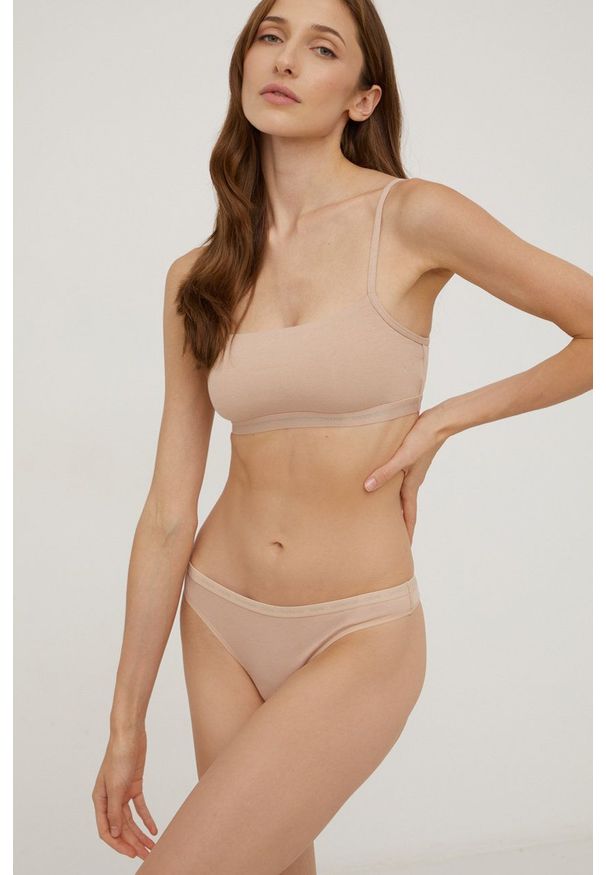 Calvin Klein Underwear - Stringi CK One (2-pack). Kolor: beżowy