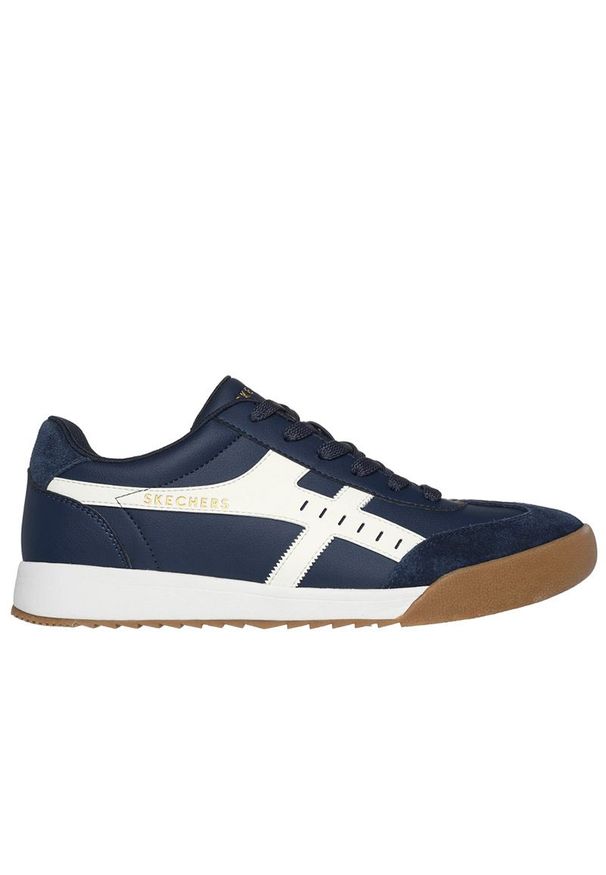 skechers - Buty męskie Skechers Zinger Manzanilla Totale 183280NVW - granatowe. Zapięcie: sznurówki. Kolor: niebieski. Materiał: syntetyk, guma, skóra, zamsz. Szerokość cholewki: normalna. Model: Skechers Sport
