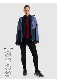 4f - 4F Kurtka trekkingowa membrana 10000 damska - granatowa L. Kolor: niebieski. Materiał: materiał, tkanina. Długość rękawa: raglanowy rękaw. Technologia: Primaloft. Sezon: zima. Sport: wspinaczka, turystyka piesza #2