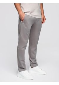Ombre Clothing - Męskie dresowe spodnie z nogawką bez ściągacza - szare V8 - Rozmiar: L. Kolor: szary. Materiał: dresówka. Styl: sportowy