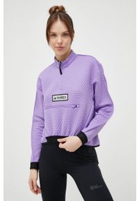 adidas TERREX bluza sportowa kolor fioletowy gładka. Kolor: fioletowy. Materiał: poliester, skóra, dzianina, materiał. Długość: krótkie. Wzór: gładki. Styl: sportowy #1