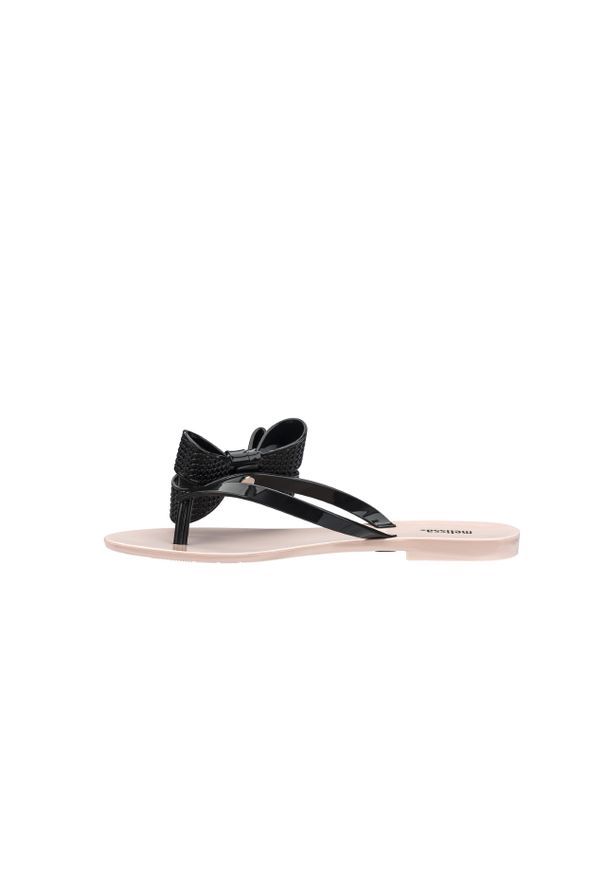 melissa - Klapki Melissa Harmonic Bow V Ad Pink Black, Róż/Czarny, Guma. Kolor: czarny. Materiał: tworzywo sztuczne. Wzór: aplikacja. Sezon: lato. Obcas: na obcasie. Wysokość obcasa: średni
