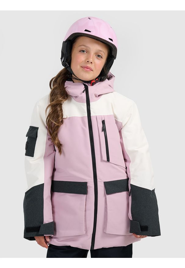 4f - 4F Kurtka snowboardowa membrana 10000 dziewczęca - różowa 122 (6-7 lat). Kolor: różowy. Materiał: poliester, materiał. Sezon: lato