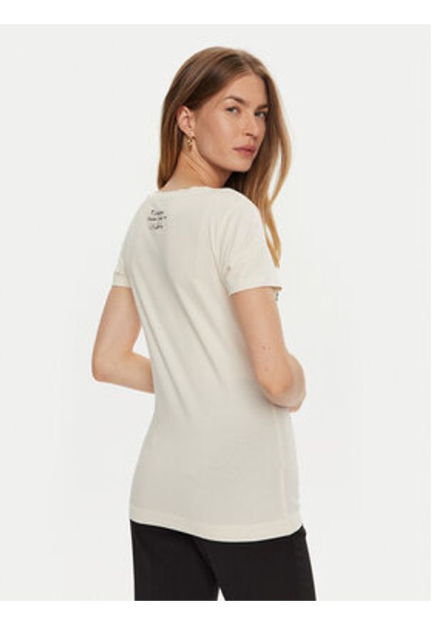 Guess T-Shirt W4BI18 J1314 Beżowy. Kolor: beżowy. Materiał: bawełna