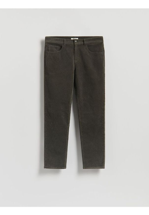 Reserved - Bawełniane spodnie slim fit - jasny zielony. Kolor: zielony. Materiał: bawełna