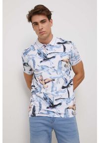 medicine - Medicine polo męski kolor biały wzorzysty. Typ kołnierza: polo. Kolor: biały. Materiał: dzianina. Długość rękawa: krótki rękaw. Długość: krótkie #5