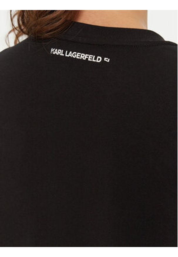 Karl Lagerfeld - KARL LAGERFELD Bluza A1W20045 Czarny Regular Fit. Typ kołnierza: dekolt w karo. Kolor: czarny. Materiał: bawełna