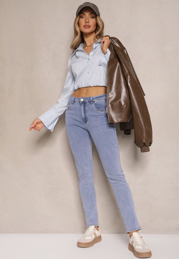 Renee - Jasnoniebieskie Jeansy z Bawełną Typu Skinny Novanisse. Okazja: na co dzień. Stan: podwyższony. Kolor: niebieski. Styl: casual