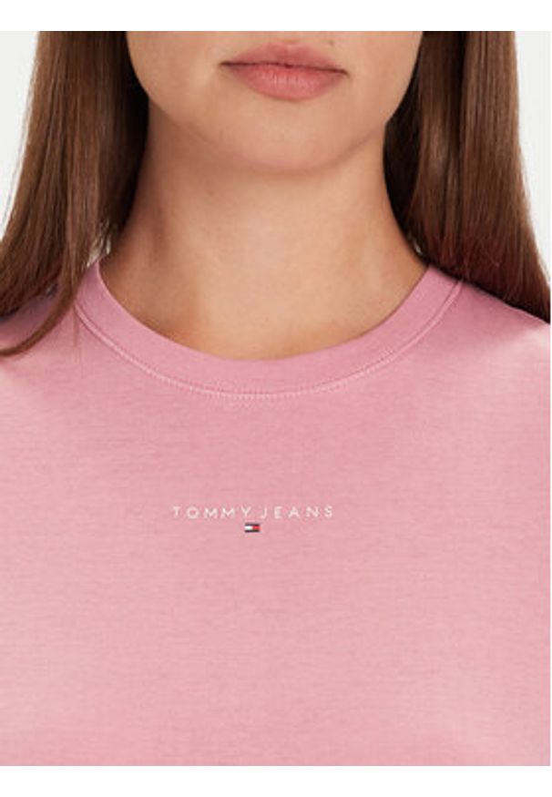 Tommy Jeans T-Shirt Linear DW0DW21964 Różowy Regular Fit. Kolor: różowy. Materiał: bawełna