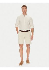Mustang Koszula Yuma 1016469 Beżowy Regular Fit. Kolor: beżowy. Materiał: len, bawełna #8