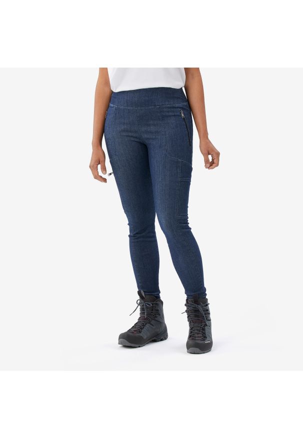 FORCLAZ - Legginsy trekkingowe damskie Forclaz MT900. Kolor: niebieski. Materiał: elastan, poliamid, bawełna, materiał, poliester