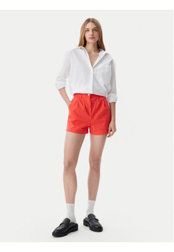 Tommy Jeans Szorty materiałowe Claire DW0DW21643 Pomarańczowy Regular Fit. Kolor: pomarańczowy. Materiał: bawełna