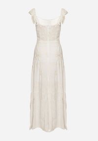 Born2be - Biała Wiskozowa Sukienka Ozdobiona Haftami i Falbankami Lumionea. Typ kołnierza: kołnierz z falbankami. Kolor: biały. Materiał: wiskoza. Wzór: aplikacja, haft. Styl: elegancki #5