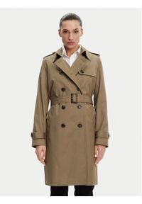 TOMMY HILFIGER - Tommy Hilfiger Trencz WW0WW42133 Khaki Slim Fit. Kolor: brązowy. Materiał: bawełna