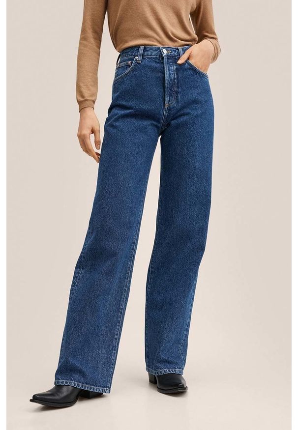 mango - Mango jeansy Kaia damskie high waist. Stan: podwyższony. Kolor: turkusowy