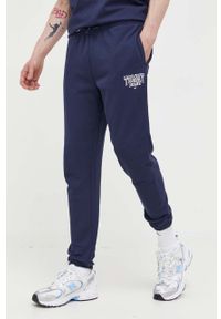 Tommy Jeans spodnie bawełniane kolor granatowy gładkie. Kolor: niebieski. Materiał: bawełna. Wzór: gładki