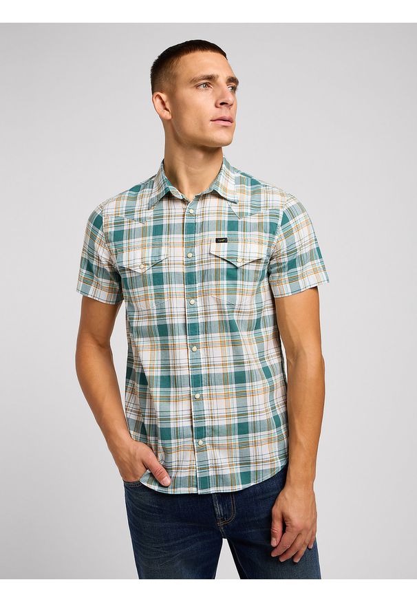 Lee - LEE MĘSKA KOSZULA LEE SS WESTERN SHIRT EVERGREEN 112349937