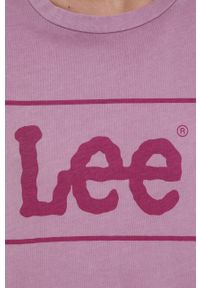 Lee t-shirt bawełniany kolor fioletowy. Kolor: fioletowy. Materiał: bawełna