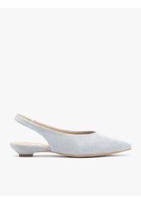 Ryłko - Jasnoniebieskie czółenka slingback w szpic. Okazja: na co dzień. Kolor: niebieski. Materiał: welur, skóra. Obcas: na obcasie. Styl: street, elegancki, casual. Wysokość obcasa: niski #1