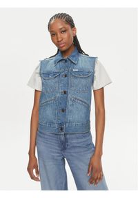 Wrangler Kamizelka 112350356 Niebieski Slim Fit. Kolor: niebieski. Materiał: bawełna