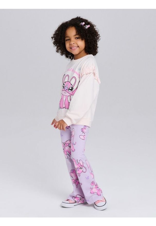 Sinsay - Spodnie flare ze wzorem Lilo & Stitch - fioletowy. Kolor: fioletowy
