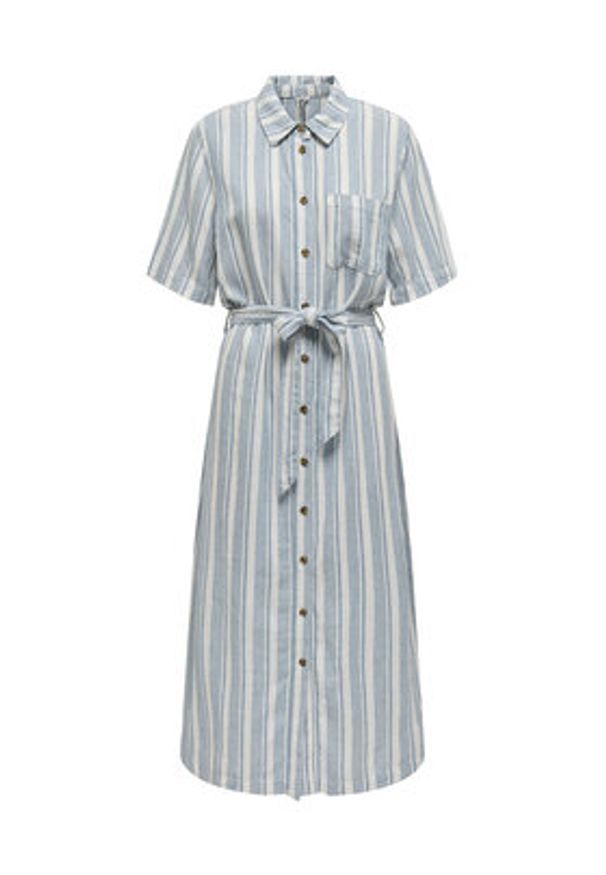 only - ONLY Sukienka koszulowa Caro 15338884 Niebieski Regular Fit. Kolor: niebieski. Materiał: len. Typ sukienki: koszulowe