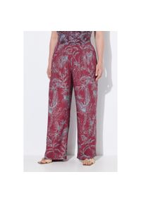 ULLA POPKEN - Damskie Spodnie palazzo dżungla szeroka nogawka elastyczny pas. Kolekcja: plus size. Kolor: niebieski. Materiał: wiskoza, materiał. Sport: joga i pilates