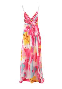 Born2be - Fuksjowa Sukienka Galiphae. Kolor: różowy. Długość rękawa: na ramiączkach. Wzór: kolorowy. Typ sukienki: kopertowe. Styl: wizytowy. Długość: maxi #5