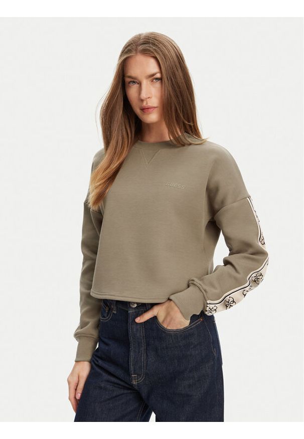 Guess Bluza V3BQ16 KB3P2 Brązowy Regular Fit. Kolor: brązowy. Materiał: bawełna