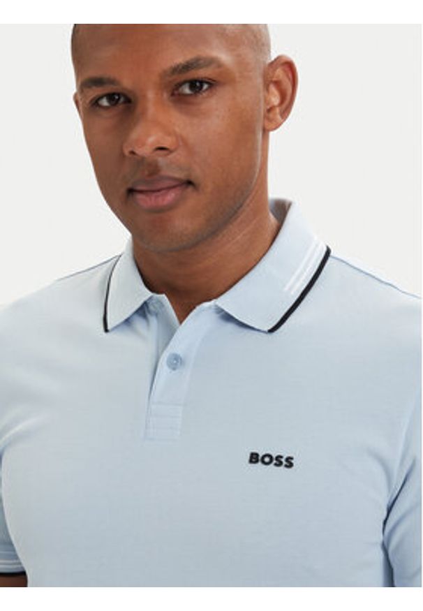 BOSS Polo Paul 50506193 Niebieski jasny Slim Fit. Typ kołnierza: polo. Kolor: niebieski. Materiał: bawełna