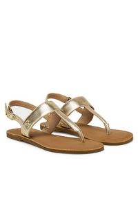 TOMMY HILFIGER - Tommy Hilfiger Sandały Metallic Leather Thong Sandal FW0FW08798 Złoty. Kolor: złoty. Materiał: skóra