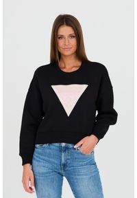 Guess - GUESS Czarna damska krótka bluza, Rozmiar L. Kolor: czarny. Długość: krótkie