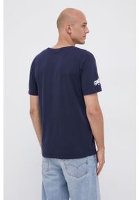Quiksilver T-shirt bawełniany kolor granatowy z nadrukiem. Okazja: na co dzień. Kolor: niebieski. Materiał: bawełna. Wzór: nadruk. Styl: casual
