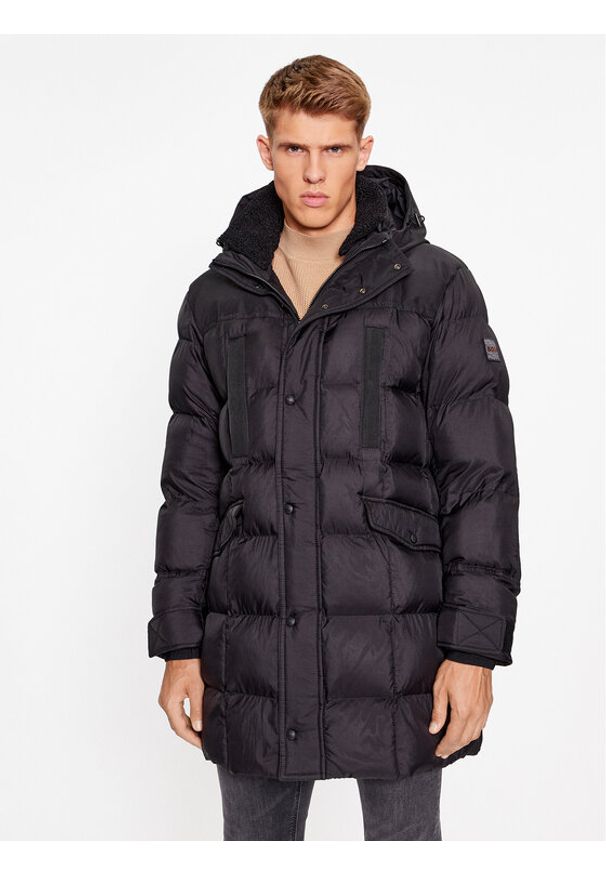 BOSS Płaszcz zimowy Olomi 50498233 Czarny Regular Fit. Kolor: czarny. Materiał: syntetyk. Sezon: zima