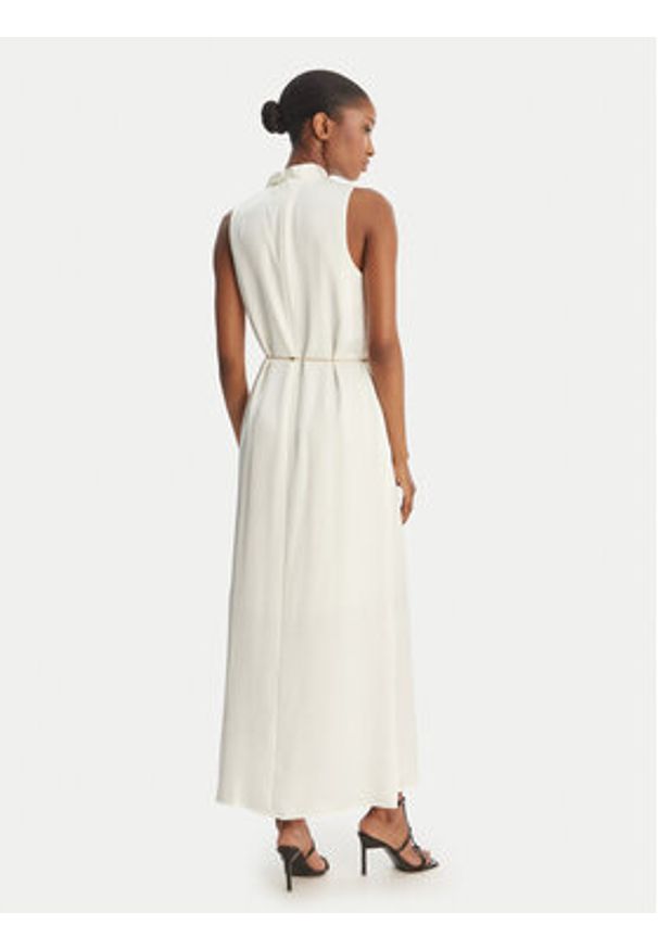 Hugo - HUGO Sukienka koktajlowa Kewina-1 50566973 Écru Slim Fit. Materiał: syntetyk. Styl: wizytowy