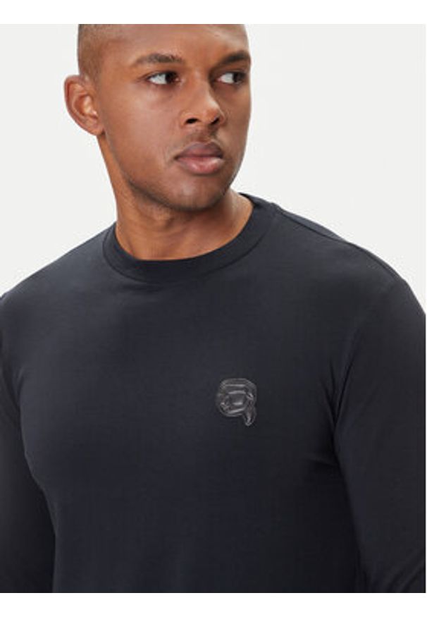 Karl Lagerfeld - KARL LAGERFELD Longsleeve 755052 554235 Granatowy Regular Fit. Typ kołnierza: dekolt w karo. Kolor: niebieski. Materiał: bawełna. Długość rękawa: długi rękaw