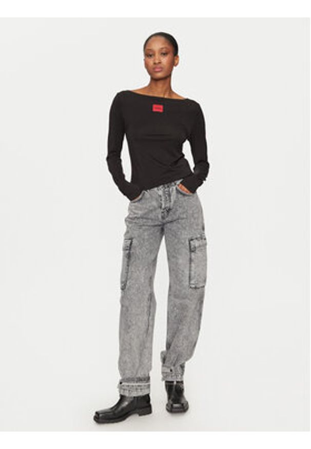 Hugo Bluzka Thermal 50486081 Czarny Slim Fit. Kolor: czarny. Materiał: syntetyk