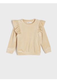 Sinsay - Bluza welurowa - beżowy. Kolor: beżowy. Materiał: welur. Długość rękawa: długi rękaw. Długość: długie #1