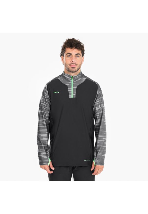 KIPSTA - Bluza do piłki nożnej Kipsta Viralto PXL na krótki suwak. Kolor: szary. Materiał: elastan, poliester, materiał. Długość: krótkie. Sport: piłka nożna