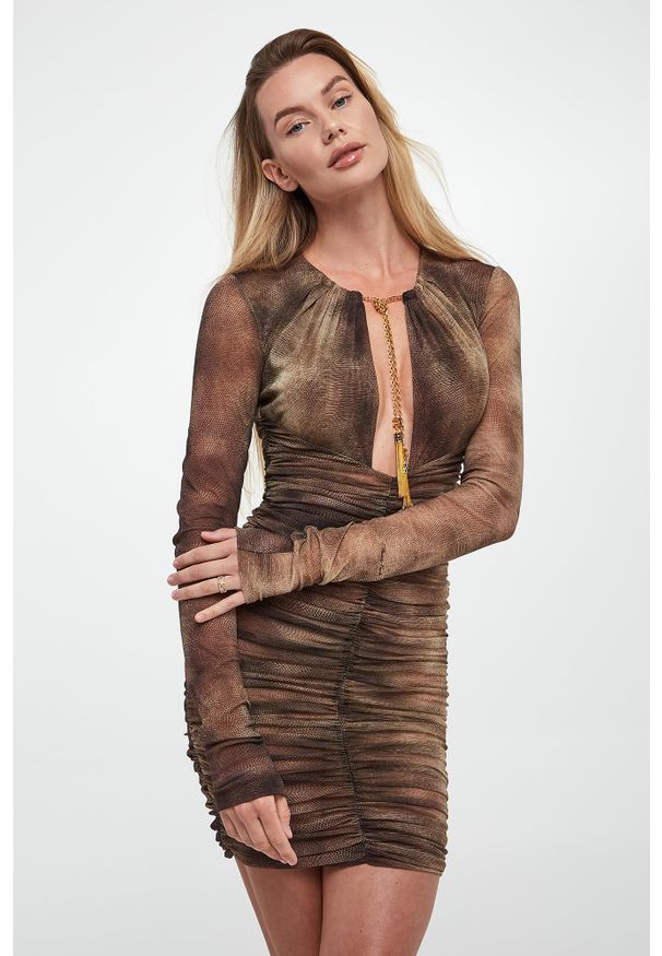 Elisabetta Franchi - Sukienka mini w zwierzęcy wzór ELISABETTA FRANCHI. Wzór: motyw zwierzęcy. Długość: mini