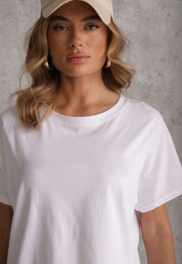 Renee - Biały T-shirt Basic Oversize z Bawełny Elusis. Okazja: na co dzień. Kolor: biały. Materiał: bawełna. Styl: elegancki, casual