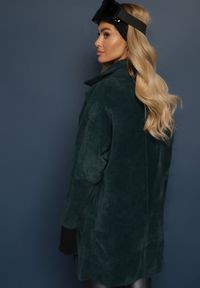 Renee - Ciemnozielony Płaszcz z Bawełną Oversize Brumisia. Kolor: zielony. Materiał: bawełna. Długość rękawa: długi rękaw. Długość: długie. Sezon: jesień, zima #5
