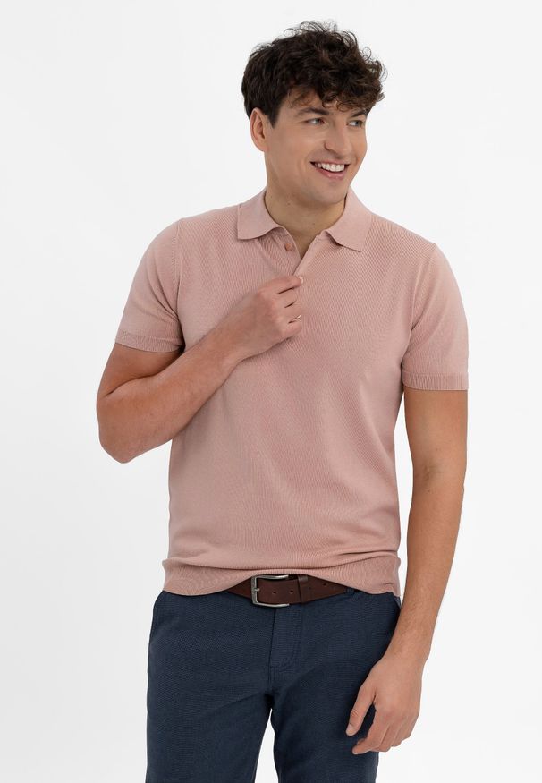 Volcano - Dzianinowa polówka O-MORO. Okazja: na co dzień. Typ kołnierza: polo. Materiał: dzianina. Wzór: moro. Styl: casual, elegancki, klasyczny