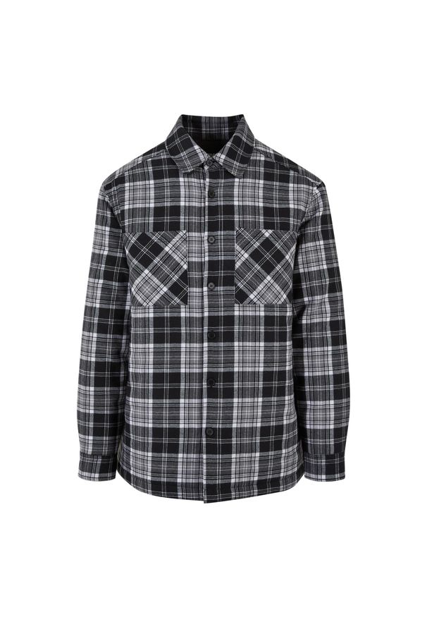 Urban Classics - Męska Wyściełana Kurtka Koszulowa W Kratę. Kolor: czarny, wielokolorowy, biały. Sport: turystyka piesza