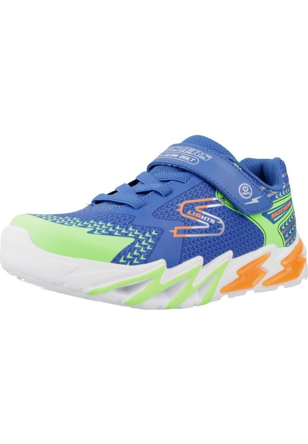 skechers - Buty do chodzenia dla dzieci Skechers Rymt Flex Glow. Zapięcie: rzepy. Kolor: niebieski. Materiał: materiał. Szerokość cholewki: normalna. Model: Skechers Sport. Sport: turystyka piesza