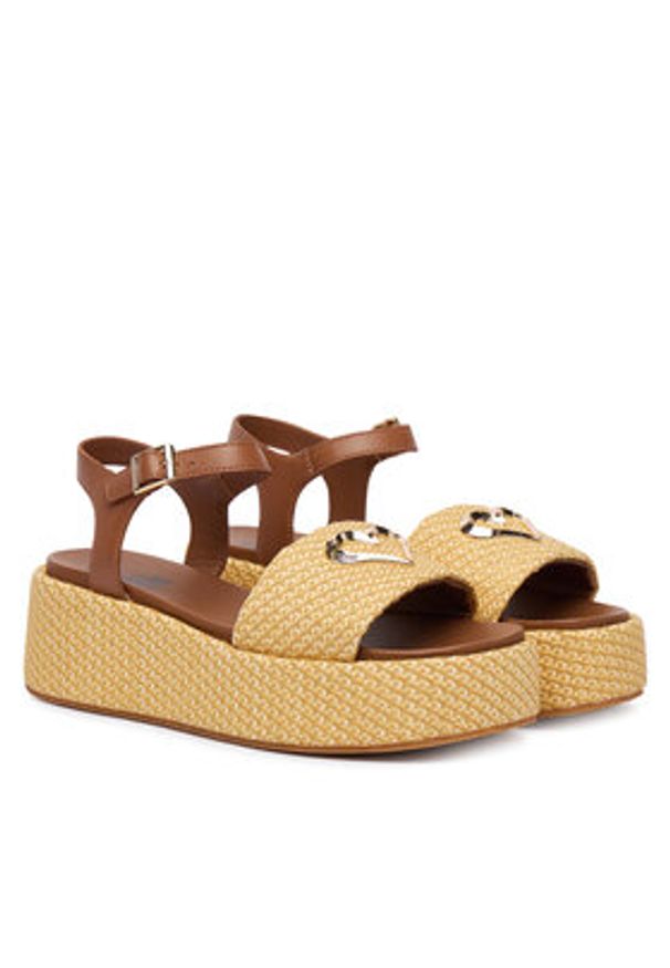 Love Moschino - LOVE MOSCHINO Sandały JA16127I0OJR610B Beżowy. Kolor: beżowy. Materiał: materiał