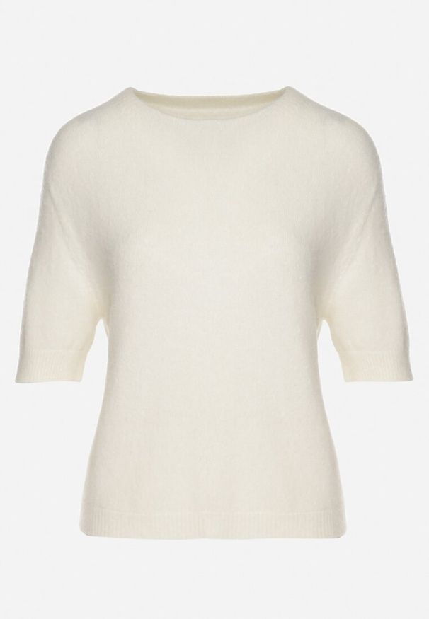 Born2be - Jasnobeżowy Sweter z Wełną z Krótkim Rękawem Dannoria. Okazja: na co dzień. Kolor: beżowy. Materiał: wełna. Długość rękawa: krótki rękaw. Długość: krótkie. Styl: elegancki, casual
