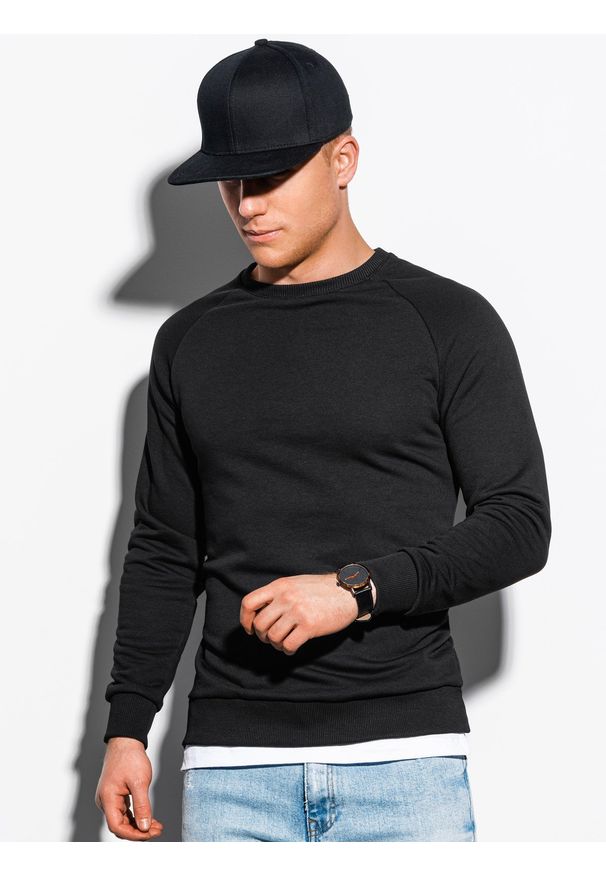 Ombre Clothing - Bluza męska bez kaptura B1217 - czarna - XXL. Typ kołnierza: bez kaptura. Kolor: czarny. Materiał: bawełna, poliester